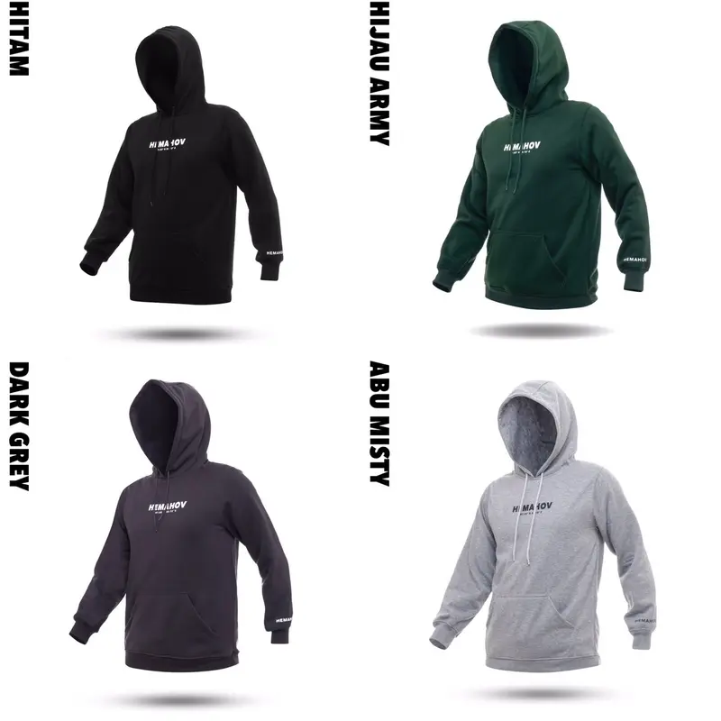Hemahov Hoodie Jumper Soft Pria Wanita Basic Logo Fleece Fit 8