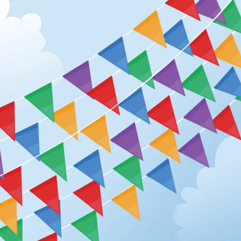 150PCS 80M Warna Warni Bendera Kain Segitiga dekorasi pesta  bunting flag Bendera Hias Festival Bendera Segitiga 1