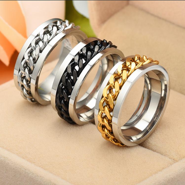 Product Introduction of New Simple Lucky Jewelry Men's Titanium Steel Rotatable Open Beer Bottle Chain  Domineering Personalized size 2 ring 14