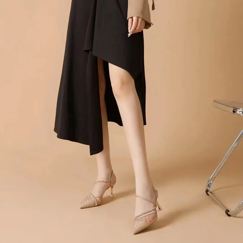 Giày Cao Gót Lưới Mũi Nhọn Cho Nữ, Gót Nhọn, Thiết Kế Đẹp, Thích Hợp, Thanh Lịch, Xã Hội, Xăng Đan Kín Ngón, Phong Cách Thanh Lịch, Mùa Hè Shoes 2