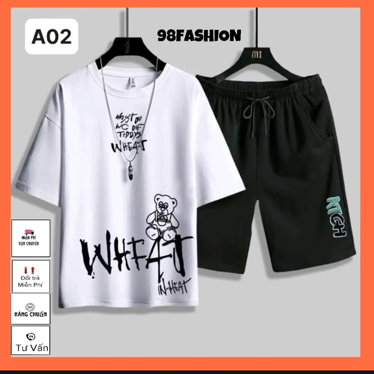 Set quần áo thun lạnh (WHAT TRẮNG) Free size 75Kg Mát Thoáng Co Giãn