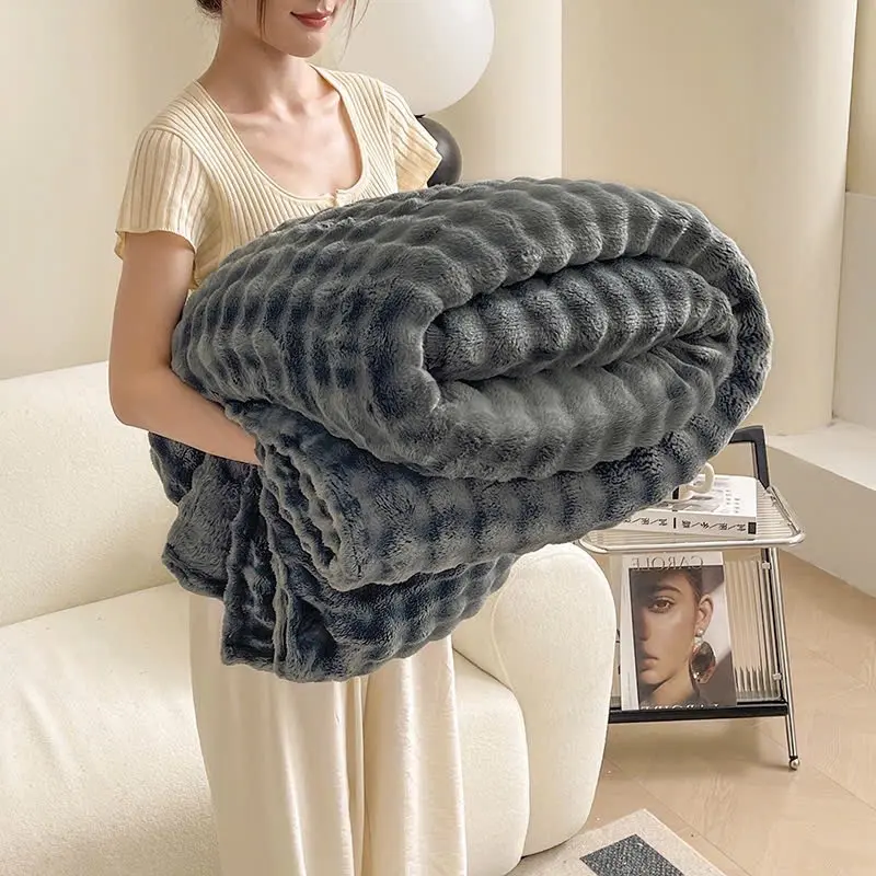 Chăn lông thỏ blanket giữ ấm cực tốt 2mx2m3 rộng rãi dùng cho mua thu đông