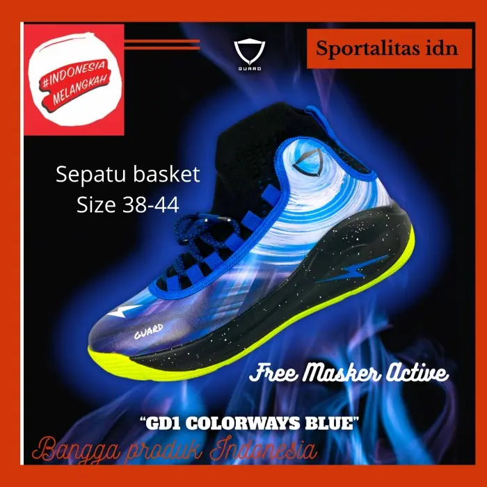JAMINAN ASLI Sepatu basket original Guard GD 1 brand Indonesia - Putih, 43 BRL26 6
