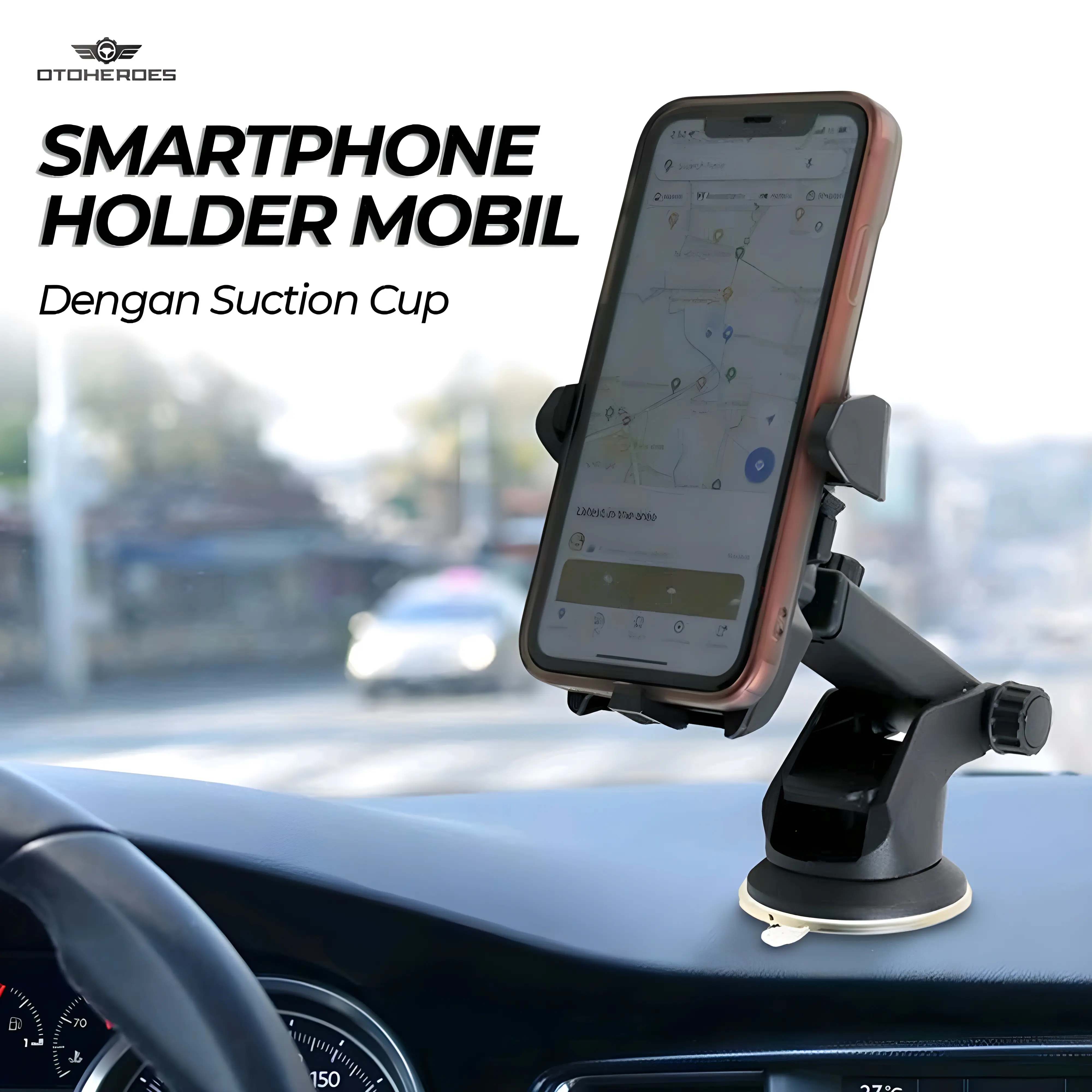 Stand Hp Mobil Holder Untuk Di Mobil Car Holder with Suction Cup Dapat Berputar 360 Derajat Anti Getar