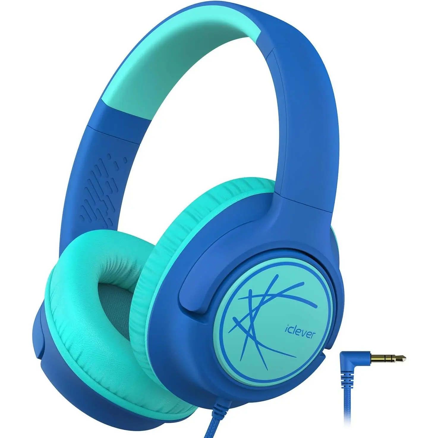 iClever Kids Headphones, Wired Headphones for Kids 85dBA Safe Volume Limit, Stereo Sound Foldable Adjustable Over Ear, 3.5mm Jack Boys Girls Childrens Headphone for School/Travel/Tablet/PC, Blue