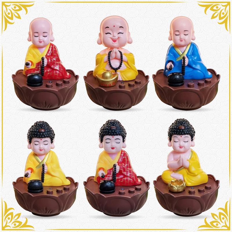 (Nhạc Việt Nam) Tượng Phật Chú Tiểu Gõ Mõ Tụng Kinh Có 6 Bài Nhạc, Phật Thích Ca, Phật Như Lai, Phật Di Lặc Gật Đầu Gõ Mõ Dùng Pin Sạc Trang Trí Bàn Thờ, Bàn Làm Việc, Taplo Ô Tô, Decor Decor Phòng