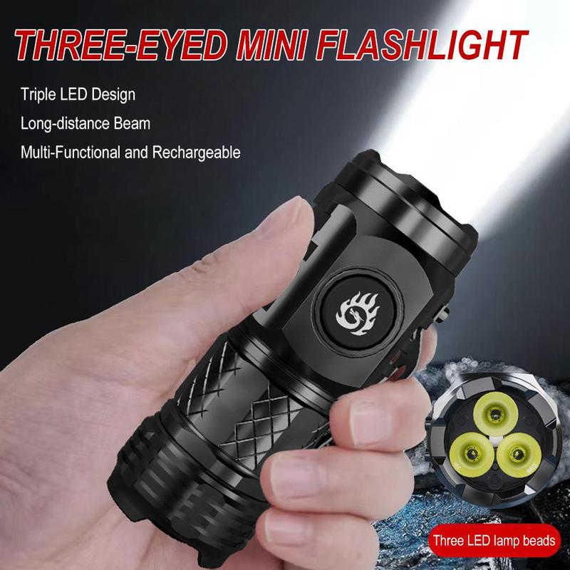 Strong Light Three-eye Flashlight High Brightness Wick Home Portable ...