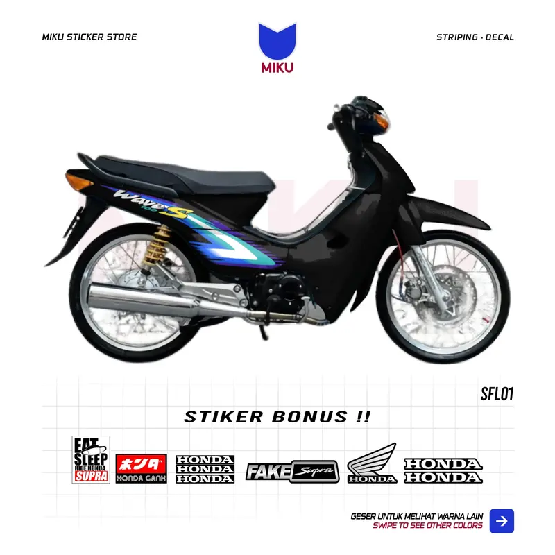 STICKER WAVE 100 S STRIPING SUPRA FIT LAMA 2003 2004 2005 MOTIF ORI VARIASI STIKER MOTOR SUPRA FIT LAMA STICKER WAVE 100 S ORI VARIASI Motorcycle 0