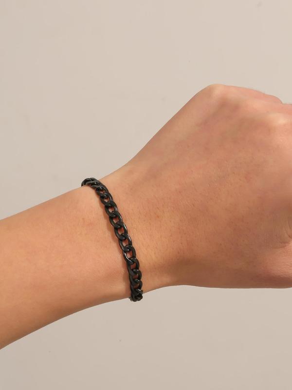 Simple Plain Stainless Steel Link Bracelet, Casual All-match Jewelry for Men's Gift, Female Classic Fashion Accessories for Daily Wear 6