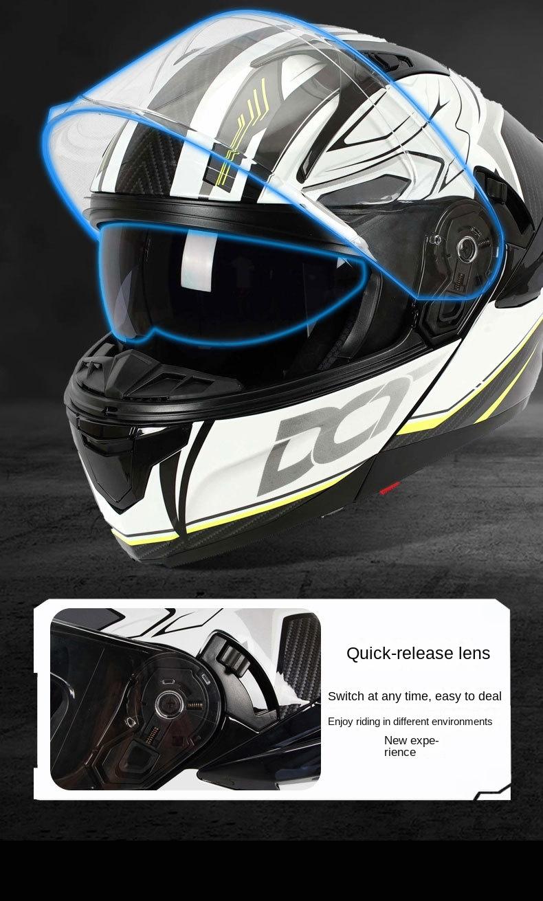 Product Introduction of Dot-809 Modular Helmet Double Lens Men's and Women's Summer and Autumn Traveling by Motorcycle Motorcycle 3C Motorcycle Large Tail Helmet Four Seasons 3