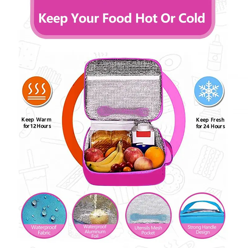 Cartoon Lunch Box with Soup Cup (1/2 Counts), Portable Bento Box with Insulated Bag, Stainless Steel Food Storage Container for Kids, Summer for Gift, Back To School Supplies, Halloween Gift 3