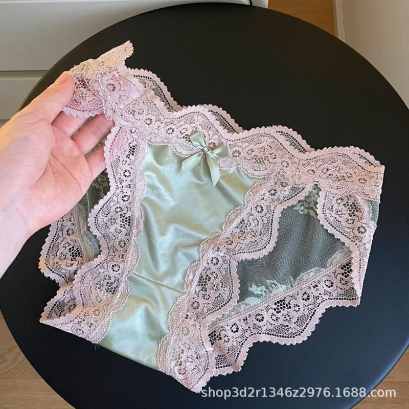 Product Introduction of Thin Satin Sexy Panties Lace Low-Waist Breathable Briefs 15
