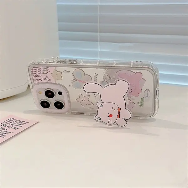 Ốp lưng gương họa tiết smile happy kèm pop mèo dành cho điện thoại 1