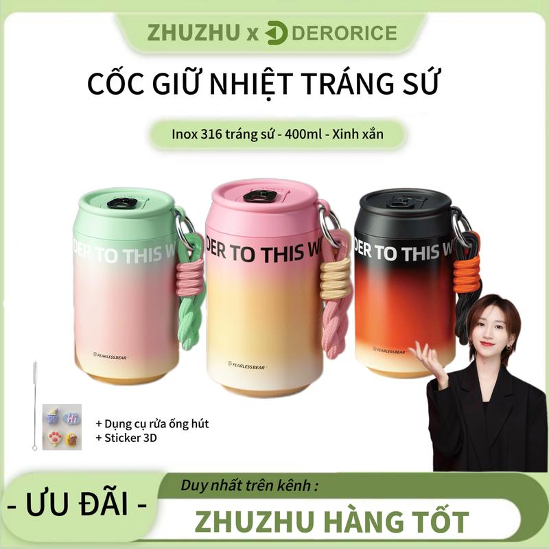 ZhuZhu độc quyền Derorice Cốc Giữ Nhiệt Coca Cola Văn Phòng Cốc Du Lịch Bằng Sứ Cho Nữ Cốc Cà Phê Màu Chuyển Sắc Cốc Ống Hút Cho Trẻ Em