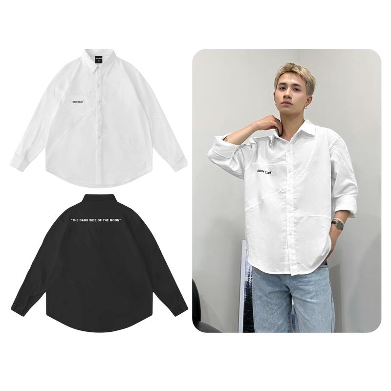 Áo sơ mi dài tay Moon ODIN CLUB, Áo sơ mi unisex chất liệu vải thô hàn