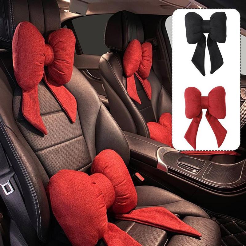 Product Introduction of Red Ribbon Bow Headrest Neck Pillow Seat Lumbar Support Pillows C1P1 36