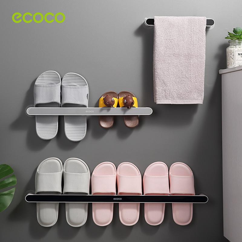 Kệ Để Giày Dép ECOCO Thanh Nhựa Cài Dép Dán Tường Giá Móc Đồ Phơi Khăn Tắm