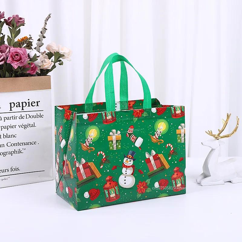 Christmas Gift Bags Santa Claus Elk Snowflake Tote Bag Non-Woven Portable Gift Packaging Bag New Year Christmas Party Decoration 1