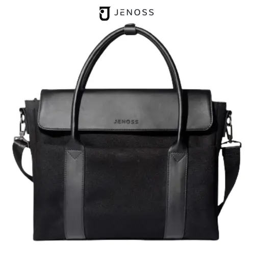 Túi Văn Phòng Lucius Varro Briefcase Unisex Da Cao Cấp Chống Sốc & Nước Canvas Nam Nữ Công sở Cặp Đeo Vai Laptop 14 15.6 inch Chính Hãng Jenoss