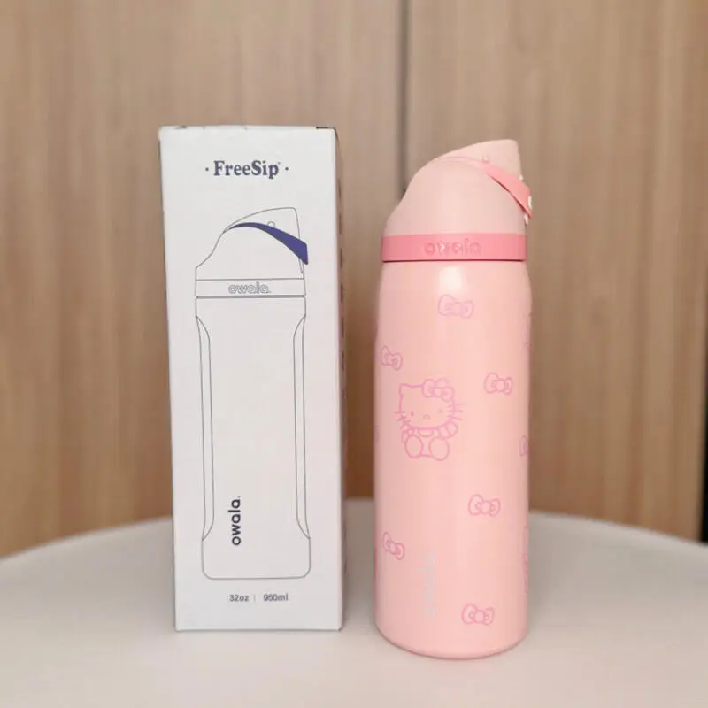 hellokitty Fast Shipping New Style 2025owala-Stainless Steel Sports Portable Straw Cup Pink Girl Water Bottle Cute