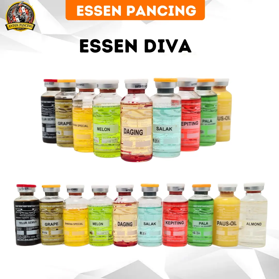Essen Murni Diva 30 ml Lengkap Segala Aroma Ikan Mas,Lele,Bawal,Patin Untu Galatama/Harian essen ikan mas