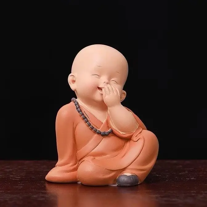 ￼TƯỢNG CHÚ TIỂU MINI ÁO NÂU - Bộ Tượng 3 Chú Tiểu An Vui An Nhiên Bình Yên Tam Không - Chú Tiểu Trang Trí Ô Tô Để Bàn Làm Việc Bàn Học . Decor Trang Trí Trang Trí Nhà Decor Phòng Đồng 3