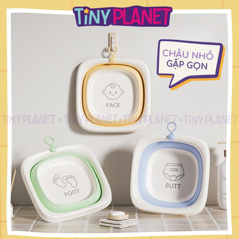 Chậu rửa mặt đa năng hình vuông thau gập gọn Tiny Planet có quai treo