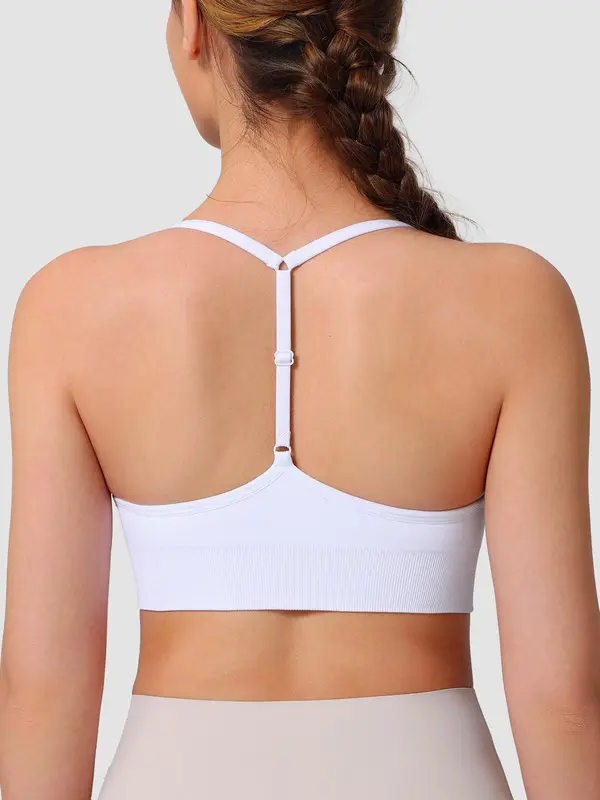 Women's Solid Color Sports Bra, Adjustable Strap Y Back Design Bra, Breathable Comfortable Sports Bra for Yoga Gym Workout Exercise, Activewear, Workout Clothes Women 7