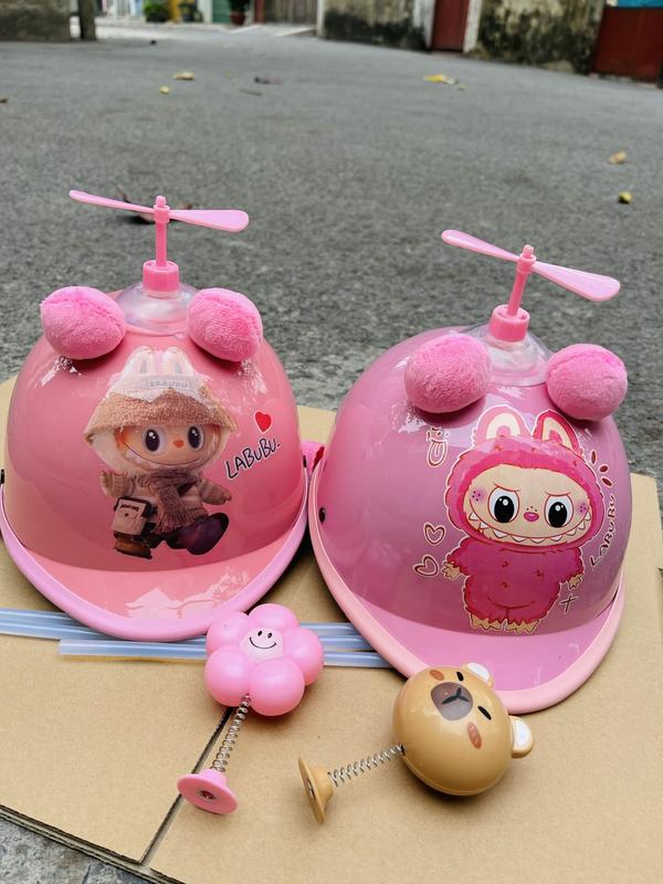 ( Size 10-20kg) Mũ bảo hiểm cho bé hình labubu Đáng yêu (màu hồng) 3