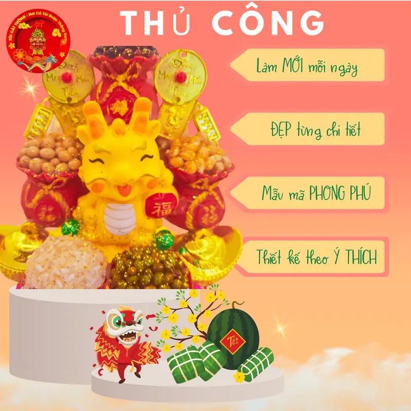 C57 - Tháp tỏi thờ cúng ông địa có đèn led, dĩa tỏi thần tài ngọc thực rồng vàng phát lộc chuẩn phong thủy - TỎI CÁT TƯỜNG - Trang Trí Nhà, Decor Phòng, Đồ trang trí phong thủy 6