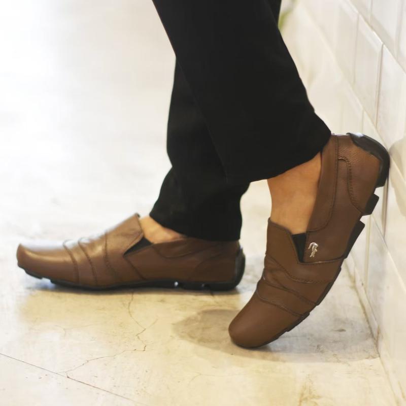 Sepatu Slip On Crocodile Kulitr Asli Pria Trendy Terbaru Termurah Kasual Black Coklat Hitam Flat Shoes 6