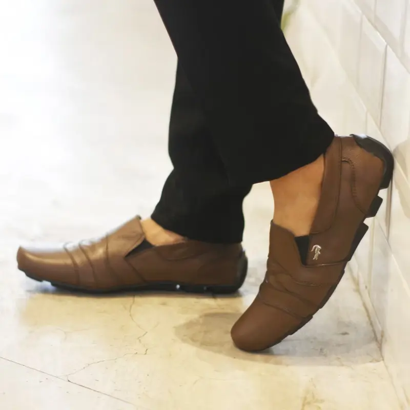 Sepatu Slip On Crocodile Kulitr Asli Pria Trendy Terbaru Termurah Kasual Black Coklat Hitam Flat Shoes 6