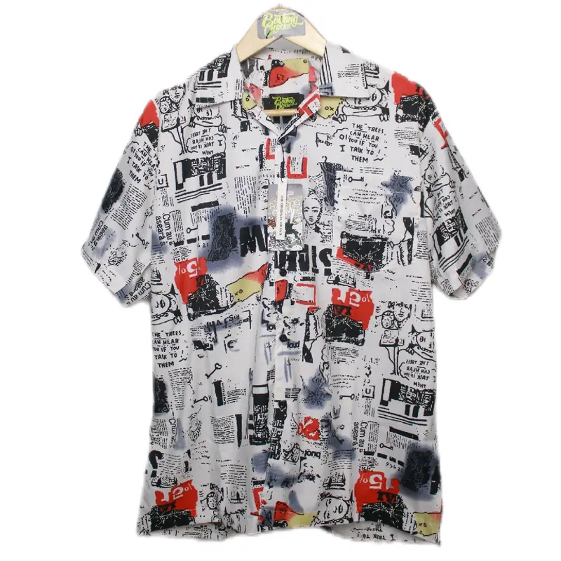 Kemeja Pantai Pria Dewasa | Kemeja Hawai Pria Motif Abstrak V-Neck 6