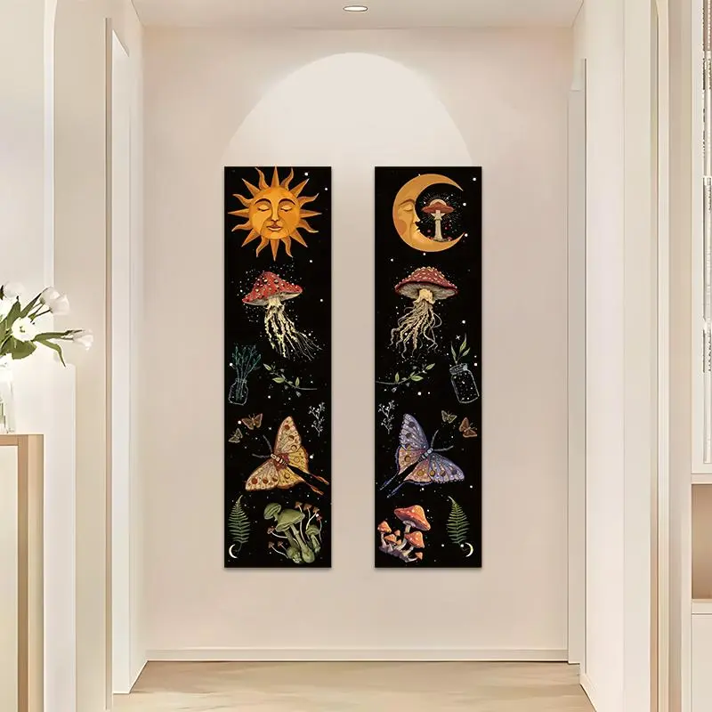 Sun & Moon Pattern Wall Tapestry, 2 Counts/set Boho Style Wall Hanging Decor, Wall Art for Home Living Room Bedroom Office 5