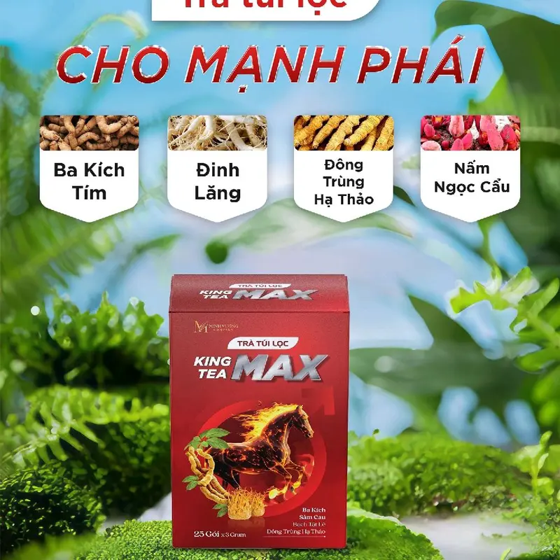trà thảo mộc ba kích sâm cau  King Max Tea ( che tên sp ) tặng 1 gói đông trùng hạ thảo 10gr 3