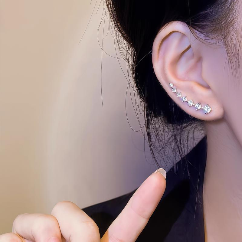 Bông Tai Đinh tán Zircon, Giá Cả Phải Chăng, Sang Trọng, Cao Cấp, Bông Tai Bảy Kim Cương, Kim Cương Màu, thả Tai, Trang Sức Tai Nữ 3
