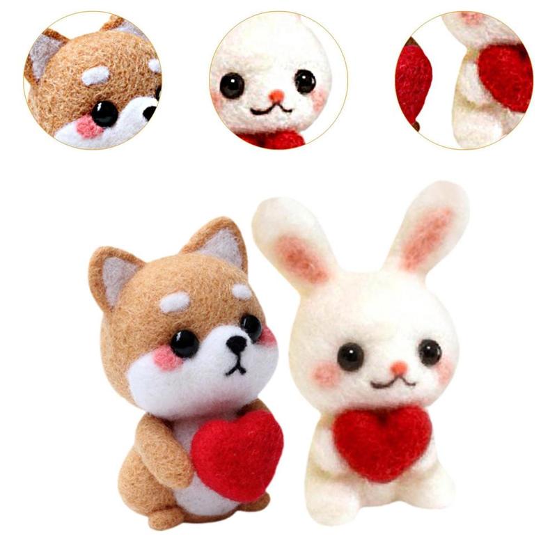Product Introduction of Felting Kit, Animal Doll Felting Set with Felting Basic Tools, Portable Felting Craft Project DIY Wool Felt Material for Kids 1
