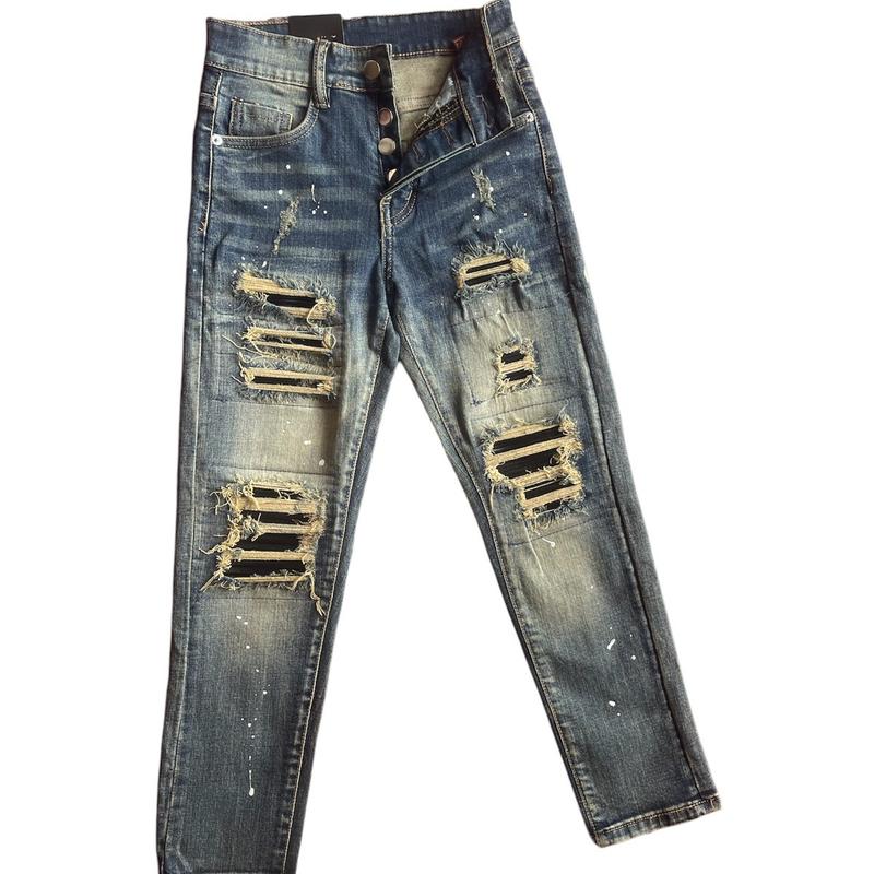 Quần jean sai nhỡ Trễ lưng Ôm gọn chất liệu cotton 2