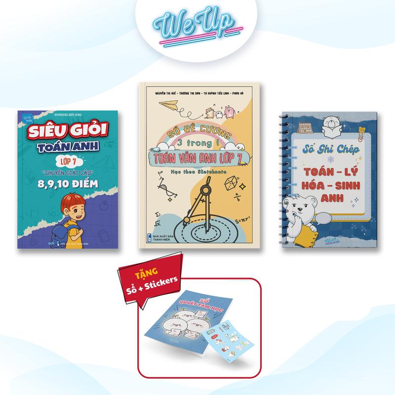 BỘ SÁCH LỚP 7 - COMBO 1: Sổ đề cương Toán Văn Anh lớp 7 + Siêu giỏi Toán Anh Lớp 7