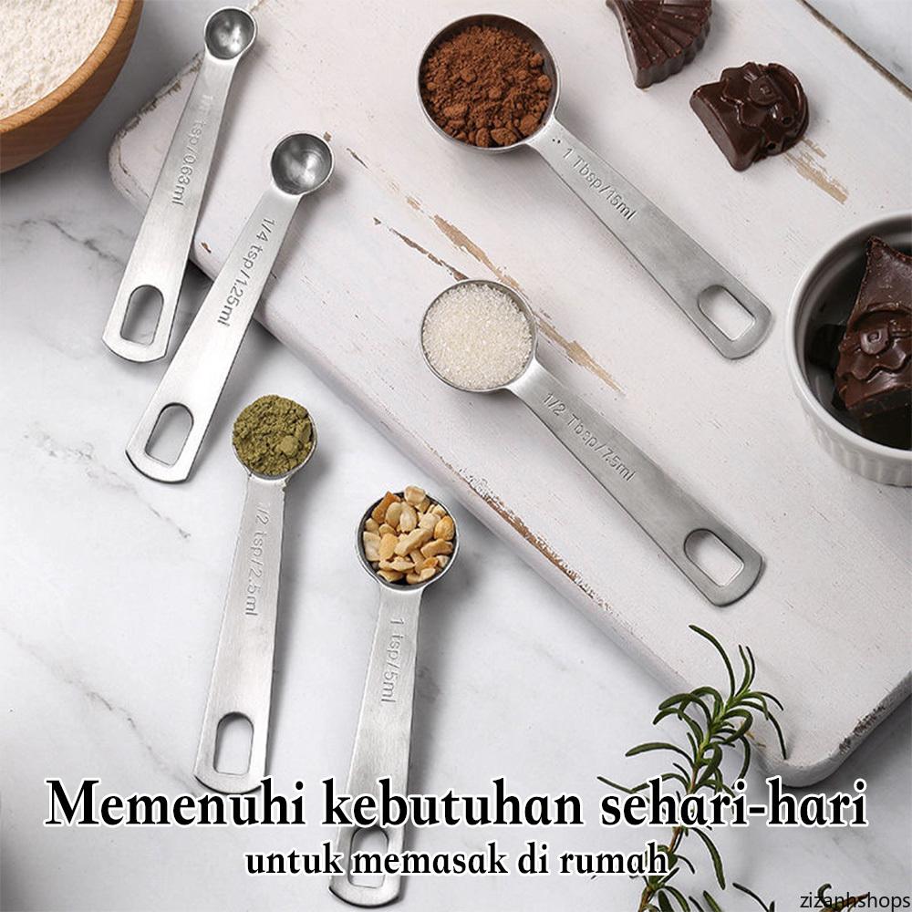 Set Sendok Pengukur 6 Pecahan Alat Dapur: Sendok Kopi, Roti, dan Timbangan Sendok Berbahan Stainless Steel Kualitas Tinggi