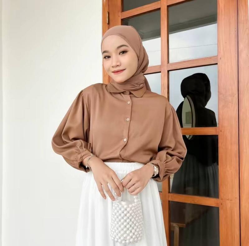 Elze Blouse Polos Shakilla Baju Atasan Wanita Kekinian Lengan Balon 5