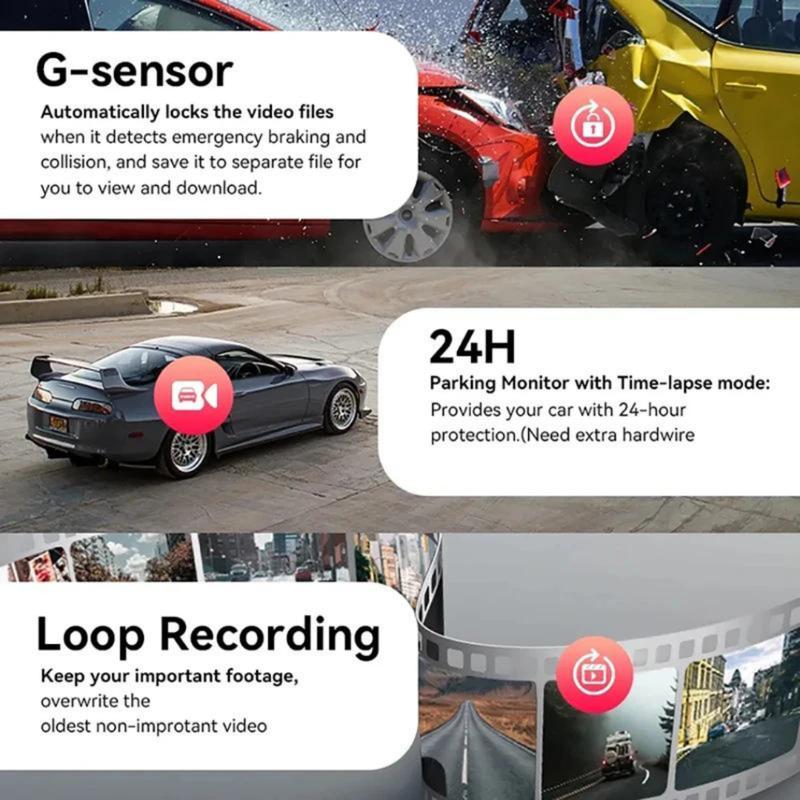 Product Introduction of 【24-hour shipping+free shipping+COD】 Dashcam Y18 Three Channels Car Dvr Front And Rear Camera Video Recorder Parking Night Version 37