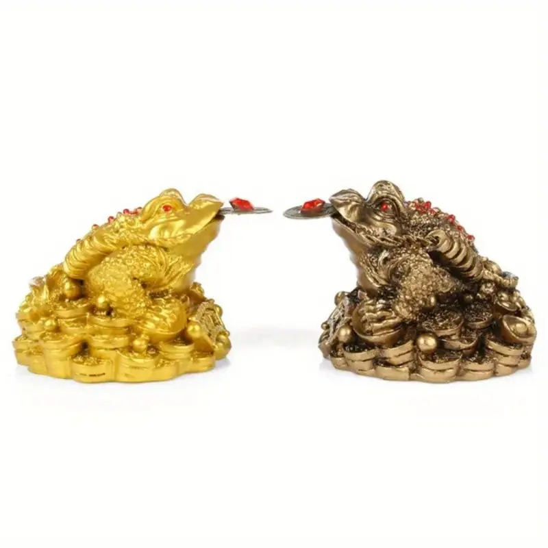 Tượng Thiềm Thừ Tài Lộc Vàng, Đồ Trang Trí Phong Thủy Trung Quốc, Đồ Thủ Công Bằng Resin Để Giúp Thành Công Kinh Doanh, Trang Trí Bàn Làm Việc, 1,97inch thần  tài  mini cóc  ngậm  đồng  tiền 3
