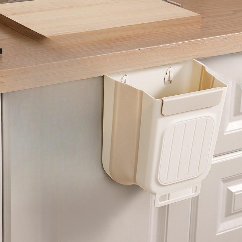 Random Color Foldable Kitchen Hanging Trash Bin, Cupboard Door Hanging Garbage Can, Household Waste Bin for Home Organizing Use 2