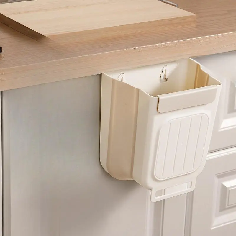 Random Color Foldable Kitchen Hanging Trash Bin, Cupboard Door Hanging Garbage Can, Household Waste Bin for Home Organizing Use 2