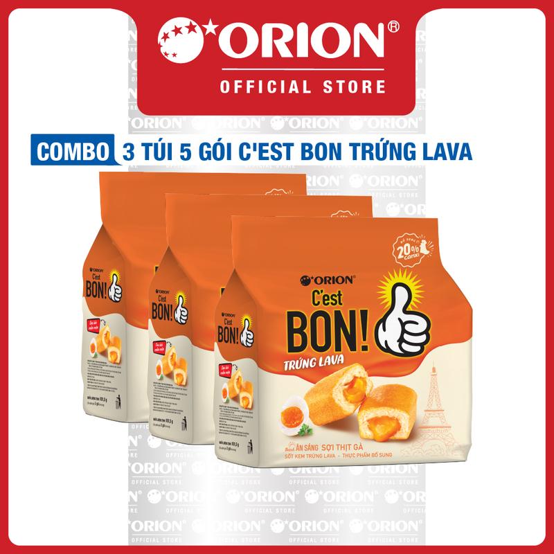  Combo 3 Túi 5 Gói Bánh ăn sáng C'est Bon Sốt nhân Kem trứng muối  101,5g  