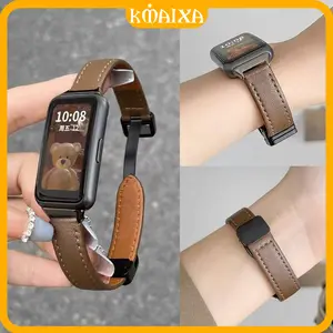 Magnetic Leather Strap for Huawei Band 10 9 8 Soft Sport Replacement Breathable Band Belt Bracelet Wristband Accessories Tali Jam Tangan Smartwatch for Huawei Band 10 9 8 NFC