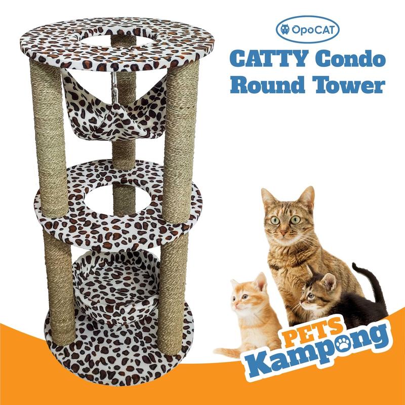 Opo Cat Catty Condo Round Tower Garukan kucing tingkat tinggi 1