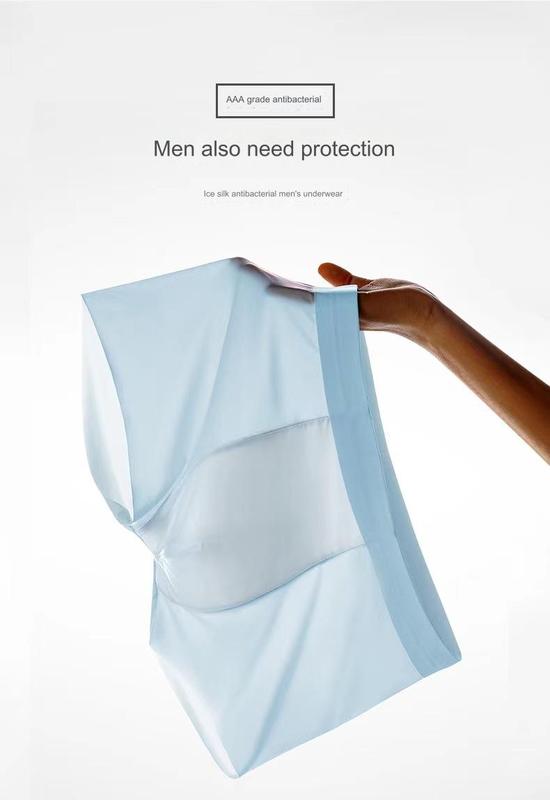 Product Introduction of Men's Boxer Briefs Ice Silk Cotton Modal Seamless Panties Underwear 3-Pack ice silk pure cotton crotch 1