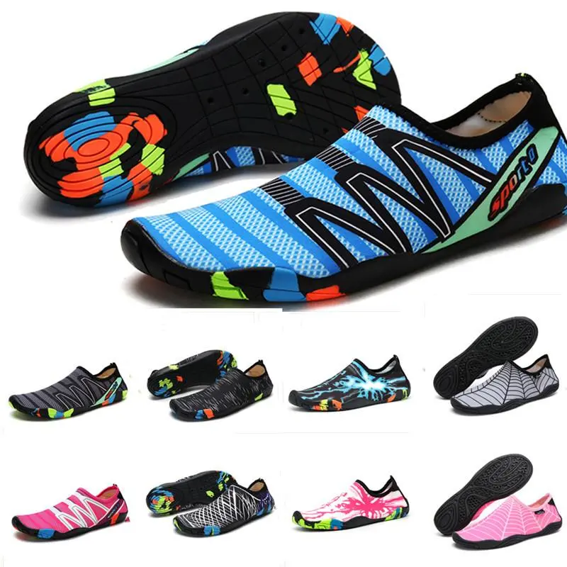 Mesh Printing Swimming and Diving Shoes, Gym Silent Running Shoes, Outdoor Beach Shoes, Couple's River Shoes, Barefoot Quick-drying Shoes, Breathable Snorkeling and Wading Shoes